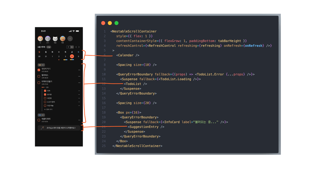 UI-코드 1:1 대응 화면