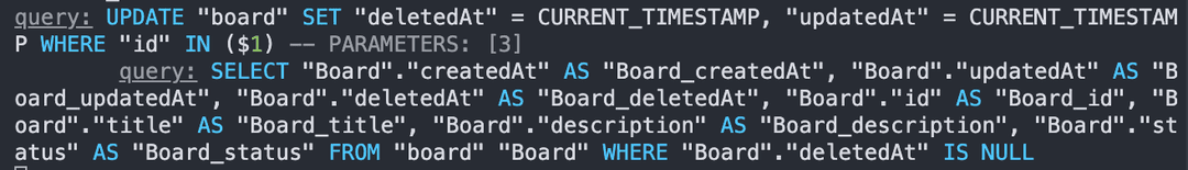 softDelete 실행 SQL
